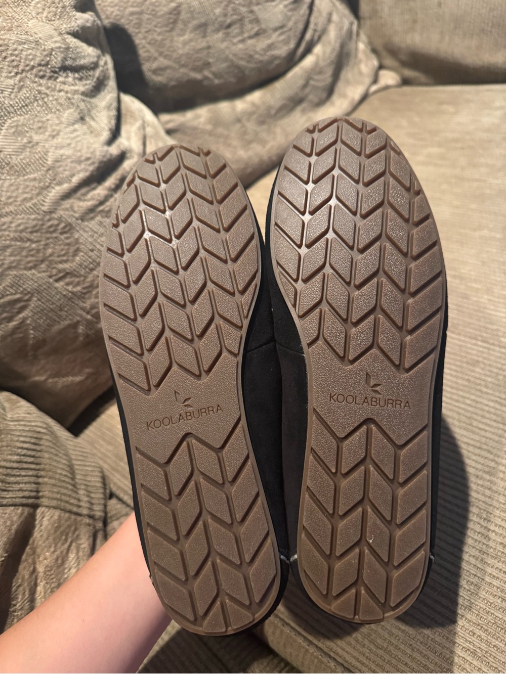 Koolaburra Black Suede Moccasin Slippers with White Shearling - Picture 5 of 7